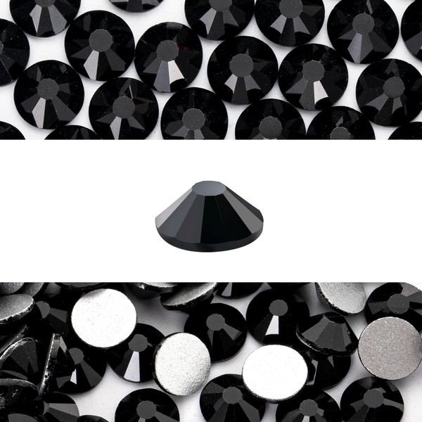novani Novani 288 Pieces Flatback Rhinestones Glass Round Gems Black