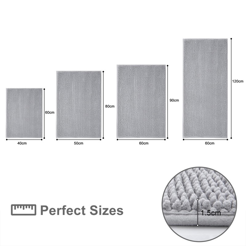 smiry Non Slip Chenille Bath Mat Set, Pack of 2,