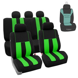 FH Group Car Seat Cover Full Set Striking Striped Black Car Seat Covers with Front Seat Covers and Rear Split Bench Car Seat Cover Universal Fit Interior Accessories for Cars Trucks and SUVs