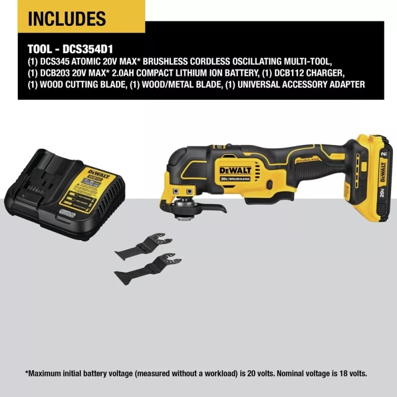 DEWALT DCS354D1R 20V MAX ATOMIC Osc. Multi-Tool Kit (2 Ah)