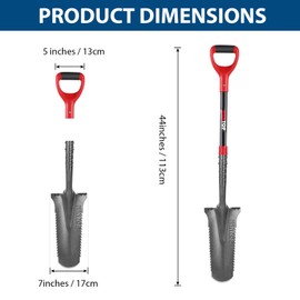 HANTOP Drain Spade Shovel Trenching Spade Shovel Transplanting Spade Narrow Shovel Serrated Shovel for Digging, 44 inches