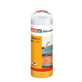 tesa Easy Cover PerfectPlus Refill L - 2in1 Masking Film with Painter's Tape made of Washi Paper - for masking and covering during painting work - 33 m x 140 cm