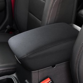 DEYTOP Center Console Cover for Jeep Wrangler JL JLU 2024 2018-2023 Console Armrest Cover for Jeep Gladiator JT 2020-2024 Car Cushion Pad for 2023 JL&JT (NOT for JK/JKU)(Black with Black Stitches)