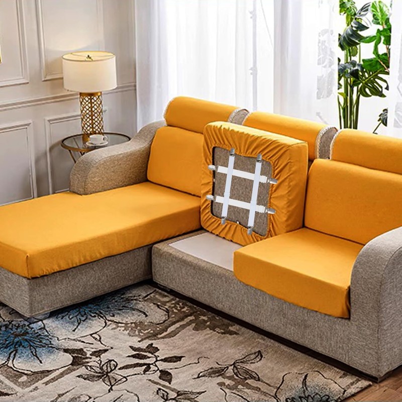 Sofa Cover Holder Straps with Suspenders & Fasteners - Magic