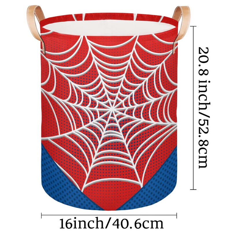 Large Laundry Basket Hamper - Red Spiderweb 62L Collapsible Storage