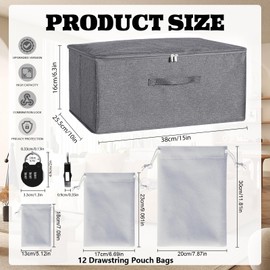 Lockable Adult Toy Storage Organizer, 12 Multiple Drawstring adult toy bag