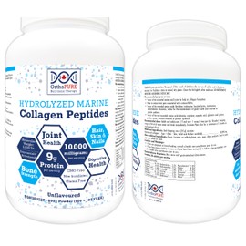 OrthoPURE 600gr (21oz) Hydrolyzed Marine Collagen Peptides, Supports Skin, Nail, Hair, Bone, Joints and Digestive Health, Unflavour, Made in Canada