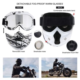 Motorcycle Goggles with Detachable Face Mask, Protective Full Face Motocross Goggles ATV Dirt Bike MX Riding Offroad Racing Paintball Goggles CS Airsoft Mask Anti-Fog Windproof for Men Women