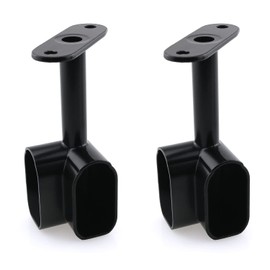 HJGarden 2PCS Oval Corner 90 Degree Closet Rod Wardrobe Tubing Support Support Bracket Holder Wardrobe Accessories Clothes Rail Corner Flange Seat, Black