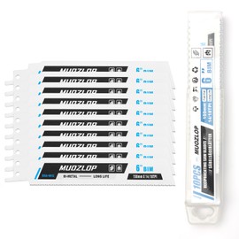 MUOZLOP 6 inch 10 Pack Reciprocating Saw Blades Set，14/18TPI High Carbon Saw Blades，Metal Saw Blades (10, 14/18TPI 150mm)