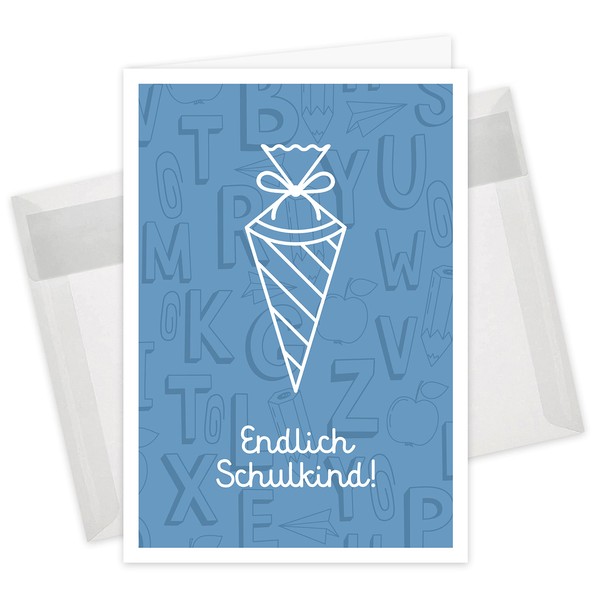 Set of 10 Invitation Cards & Envelopes, School Enrolment, Folding