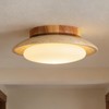 9.8'' Yellow Travertine Flush Mount Ceiling Lamp with Wood Base