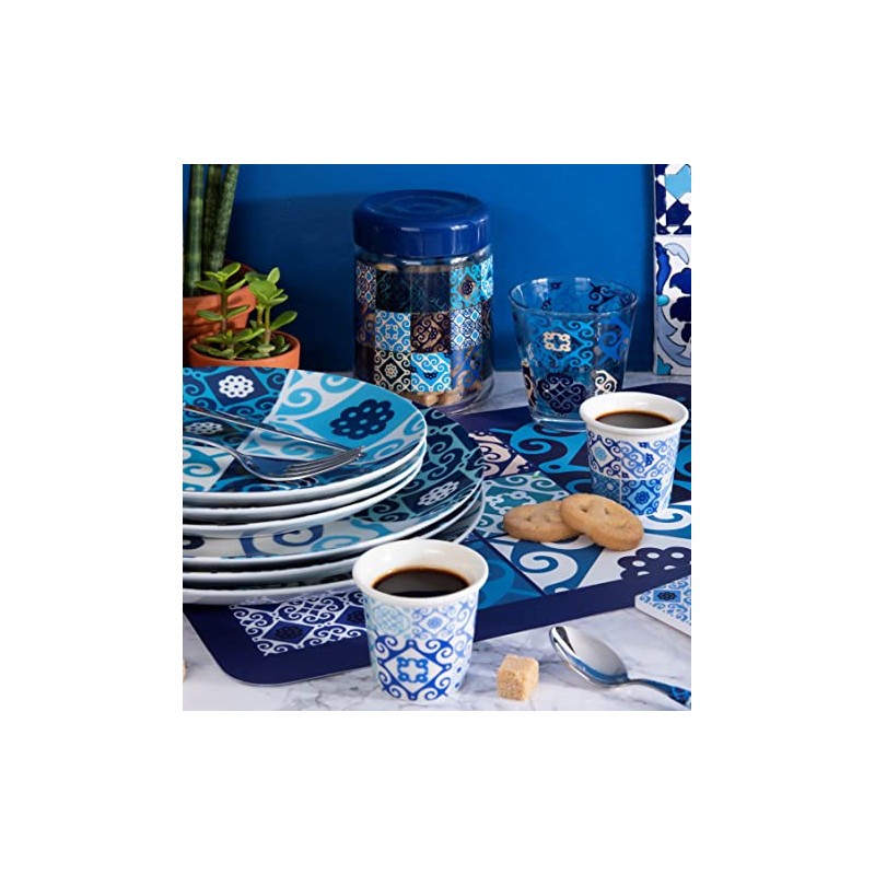 Excelsa Maiolica Blue Jar with Lid 800 ml Glass