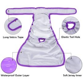 Luxja Reusable Female Dog Diapers (Pack of 4), Washable Wraps for Female Dog (Large 1, Sky Blue+Purple+Green+Rose Red)