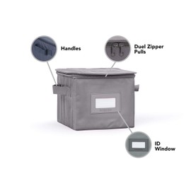 Covermates Keepsakes Dish Storage Box – Stackable, Reinforced Handles, China Storage, Graphite