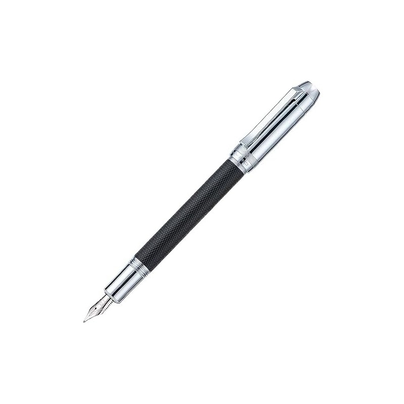 Jinhao 92 Pluma estilográfica negra plateada, punta media, metal sólido