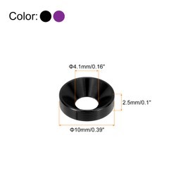 sourcing map 60pcs M4 Counterbore Washers, 10mm/0.39inch Anodized Aluminum Alloy, Head Gaskets for Screw RC/FPV/PC/Drone Accessories Parts, Purple Black