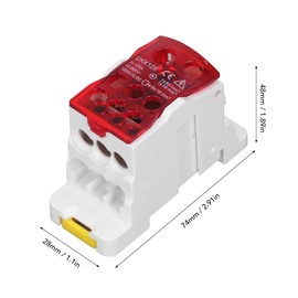 Junction Box for DIN Rail, UKK-125A 690V Terminal Block, Distribution Box, Universal Power Connection Box, Microcomputer Protection Device with Protective Case (Red)
