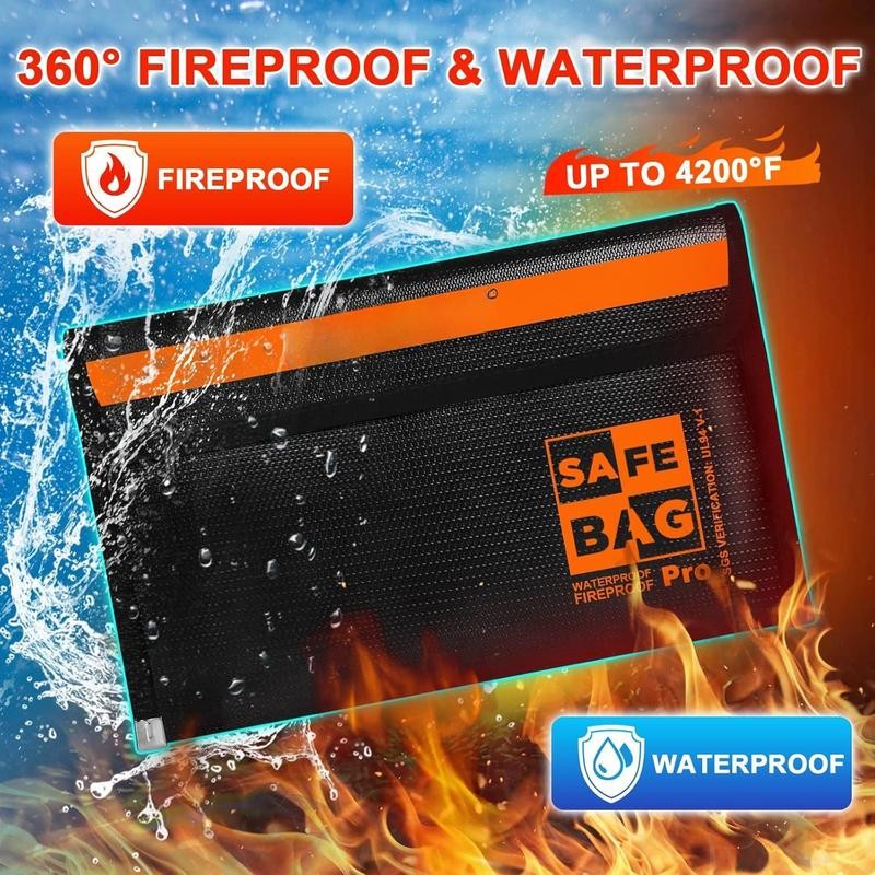 Small Fireproof Bag for Cash and Documents (9.5x5.8") 4200°F Upgraded