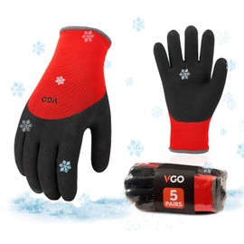 Vgo... 5 pairs Thermal Winter Work Gloves Palm Latex for Freezer Gardening Digger Warehouse Delivery in Cold Weather