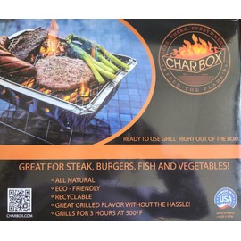 Charbox Portable/Disposable BBQ Charcoal Grill/Lasts 3 hours/High Temperature/Made in USA/Easy to Use/Eco Friendly/Recyclable Barbecue Grill - Great for Camping, Tailgate & Backyard Parties!