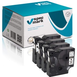 specmark Compatible with DYMO D1 43613 S0720780 Label Tape 6 mm x 7 m Set x 4 Pieces Black on White Compatible with DYMO D1 for Printer LM Label Manager LP Label-Point LW Writer DUO