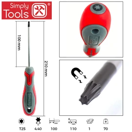 Simply Tools TORX25 T25 Torx Headed Screwdriver with greater strength and durability, extra grip on the screws head , Black