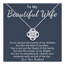 D Dongjiangjin Gift Gifts for Wife, Wife Gifts from Husband, Love Knot Wife Necklace Jewellery Presents Birthday Anniversary Mothers Day Christmas Wedding Gifts for Women Her Wife
