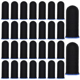 YBEATY 30 Pcs Finger Sleeves Gaming Light Fiber Thumb Protector Breathable Smooth Feel Protector Wrap Durable Anti Sweat Extremely Thin Support Covers for Touchscreen Devices Game Play (Black)