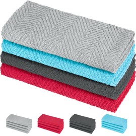 DecorRack 100% Cotton Kitchen Towels, 15" x 25" Absorbent Dish Towels [Premium Quality 400 GSM] Assorted (Pack of 4)