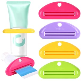 LOVEINUSA Toothpaste Tube Squeezer Dispenser, 4PCS Hanging Tooth Paste Clips Roller Squeezer Holder for Saving Toothpaste Facial Cleanser Creams Paint