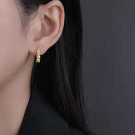 Silver Daisy Flower Hoop Earrings for Women Teens Cluster Flower Hoop Earrings (Golden, One size)