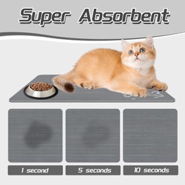 Le courant Dog Food Mat,cat mat for Food and Water,Water Absorbent Pet Food Mat, Non Slip Placemat for Pets Bowl and Water,100% Waterproof Feeding Mats for Multiple Breeds.Grey.Bone Printing