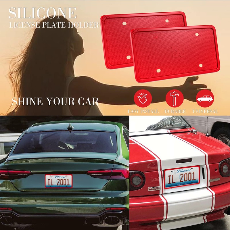 XCLPF Silicone License Plate Frame Covers 2 Pack- Front and