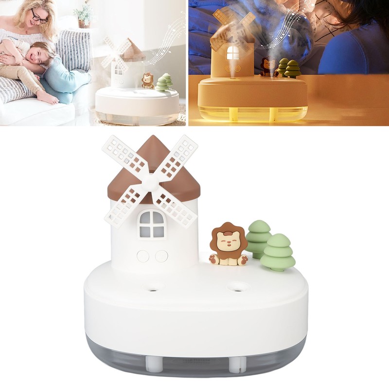 Windmill Music Box Humidifier Creative Bedroom Office Wireless Portable Rotating