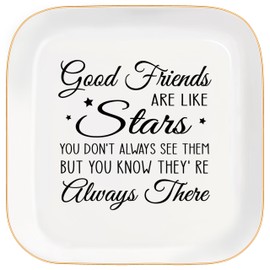MQPPKJ Friend Gifts Trinket Dish for Women, Unique Friendship Gifts, Good Friends are Like Stars Ceramic Ring Dish Jewelry Tray for Birthday Christmas Gift for Mom, Sister, Best Friends (Best Friend)