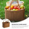Sewroro Picnic Basket with Handles Handmade Plastic Woven Basket Multifunctional