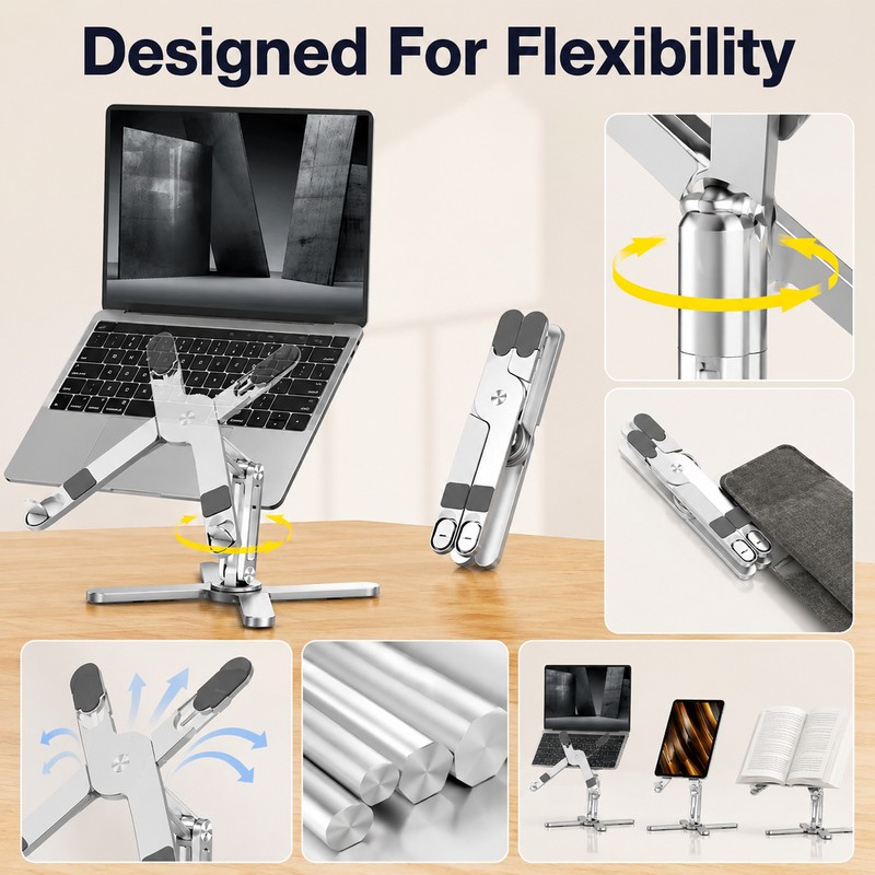 Foldable Laptop Stand for Desk and Travel - Aluminum Alloy
