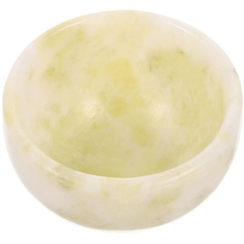 Cabilock Cuenco de Afeitar Profundo de Jade Natural Azul Pequeño, Recipiente para Jabón de Afeitar para Hombres, Tazón Portátil para Crema de Barba, Accesorio de Cuidado Personal y