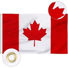 2 Pack 3 x 5 Foot Canada Flags, Canadian Flags Durable Polyester-Bright and Vivid Color and UV Fade Resistant Printed Maple Leaf Polyester and Brass Grommets-Canada Flag Canadian Flag for All-Weather Indoor/Outdoor Home&Garden&House Decoration