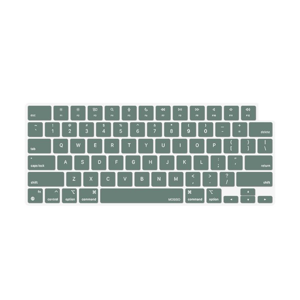 MOSISO Keyboard Cover Skin Compatible with MacBook Air 15 M2 A2941/Air 13.6 M2 A2681,Compatible with MacBook Pro 14/16 2023-2021 M3 M2 M1 A2918 A2992 A2779 A2442 A2991 A2780 A2485, Midnight Green