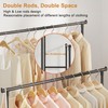 Calmootey Double Rods Clothes Garment Rack, Rolling Clothing Rack for