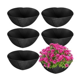 SUNNEE 6 Pcs Hanging Basket Liners 12 Inch,Felt Basket Liner,Garden Basket Liners,for Outdoor Hanging Flowers Vegetables,Avoid Birds Nesting (Black)