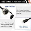 QINJOOELC USB C 3.0 Panel Mount Extension Cable USB3.0 Type-C