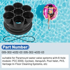 Beenhuco 005-302-4032-03 6-Port 2'' Water Valve Base Kit with 1 O-Ring Compatible with Paramount 6-Port Module PCC 2000, Cyclean, Vanquish, Pool Valet Replace# 005302403203 004302440800