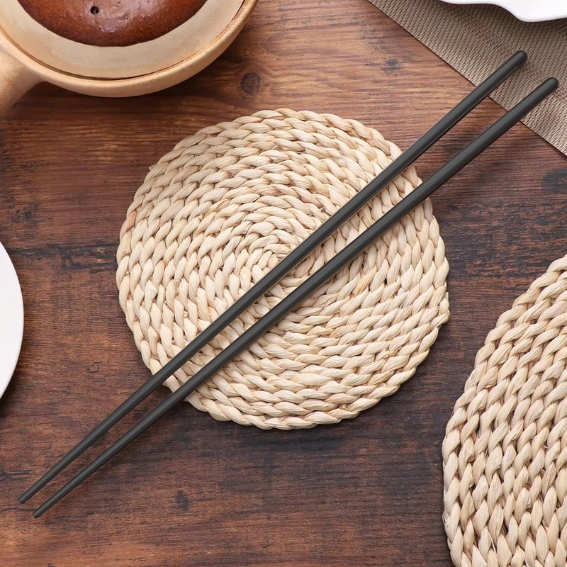HI NATURE Chopsticks Set, Stainless Steel, Reusable, Non-Slip Metal Chopsticks,