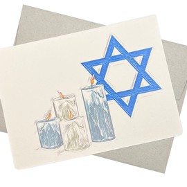 Jewish Candles Greeting Card with Envelope (5X7 Inch and Blank Inside) Jewish Themed for Passover, Bar and Bat Mitzvah, Yom Kippur, Rosh Hashanah, Hanukkah, or another celebration (Candles)