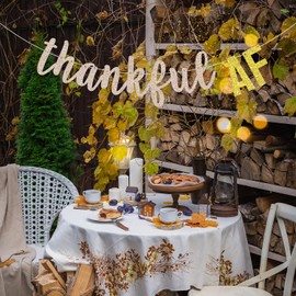 Thankful AF Banner, Happy Thanksgiving Day, Give Thanks, Thankful Grateful Blessed, Thanksgiving Autumn Fall Themed Party Decorations Glitter