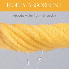 LCBD Microfiber Hair Towel Wrap for Kids, Yellow Bear Dry Hair Cap Suck Water, Absorbent Quick Girls Boys Hair Drying Towel, Lightweight Bouncy Hat Headscarf