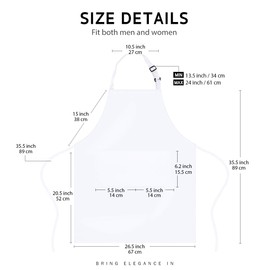 Syntus 12 Pack Bib Apron, Unisex Aprons Adjustable 100% Cotton with 2 Pockets Cooking Kitchen Aprons for Women Men Chef, BBQ Drawing Apron Bulk, White